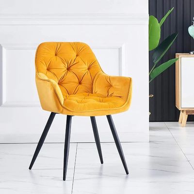 comprare Sedile da pranzo imbottito in velluto giallo Camera da letto Sedile da pranzo imbottito in velluto fabbricazione online