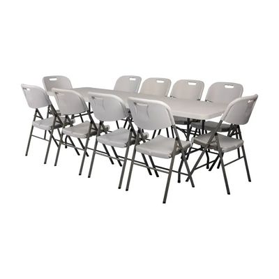 comprare Tavolo e sedie pieghevoli in plastica di 6 piedi e 8 piedi, rettangolare per 10 persone, sedie da tavolo in plastica bianca. fabbricazione online