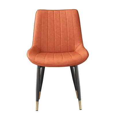 comprare Sedie da pranzo in cuoio in PU regolabili su misura Sedie da pranzo in pelle in PU arrotolate in arancione fabbricazione online