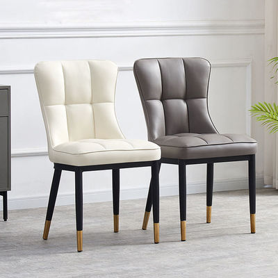 comprare Sedile da pranzo in pelle rivestita in grigio con gamba in metallo per cucina fabbricazione online