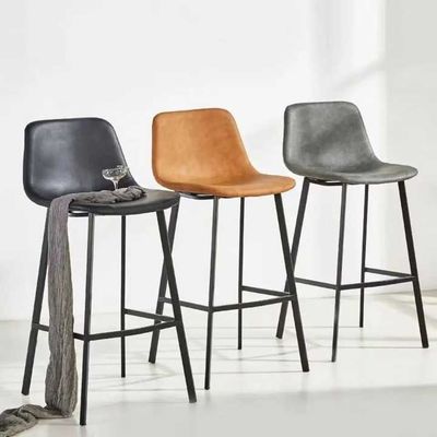 comprare Caffe PU Bar Stools Retro Design Bar High Stools Arancione Nero fabbricazione online