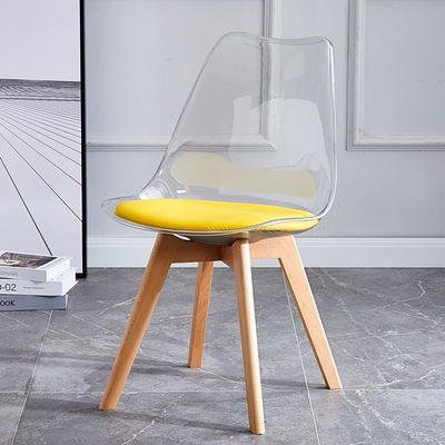 comprare Tavola da pranzo in plastica trasparente Tulip sedie PU cuscino gambe in legno di faggio fabbricazione online