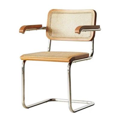 comprare Sedie da pranzo in rotino di metà secolo Moderne Sedie da pranzo in rotino a telaio metallico Sedie da pranzo in rotino a canna fabbricazione online