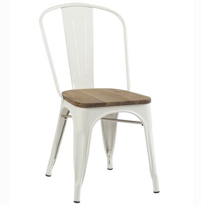 comprare White Cafe Tolix Sedile da pranzo Sedie da ristorante in metallo impilabili con sedile in legno fabbricazione online