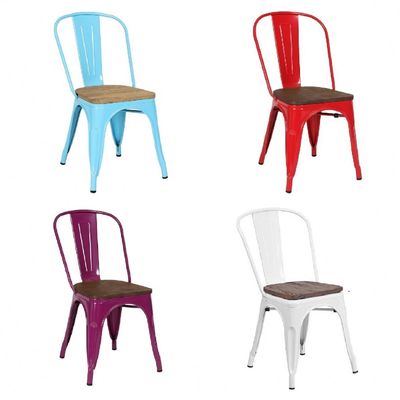 comprare Rosso Blu Sedie da pranzo da esterno in metallo impilabili Ferro antico fabbricazione online