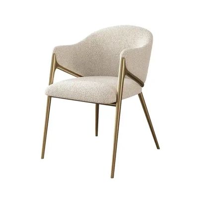 Sedie da pranzo imbottite in tessuto con gambe metalliche
